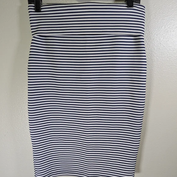 Thyme & Honey Striped Blue and White Pencil Skirt - Picture 2 of 10